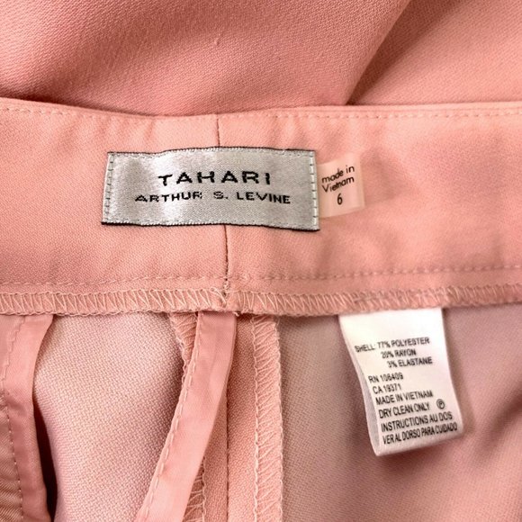 Tahari Arthur S Levine Pink Soft Career Dress Pants Mid Rise Straight Leg 6 - Picture 7 of 8